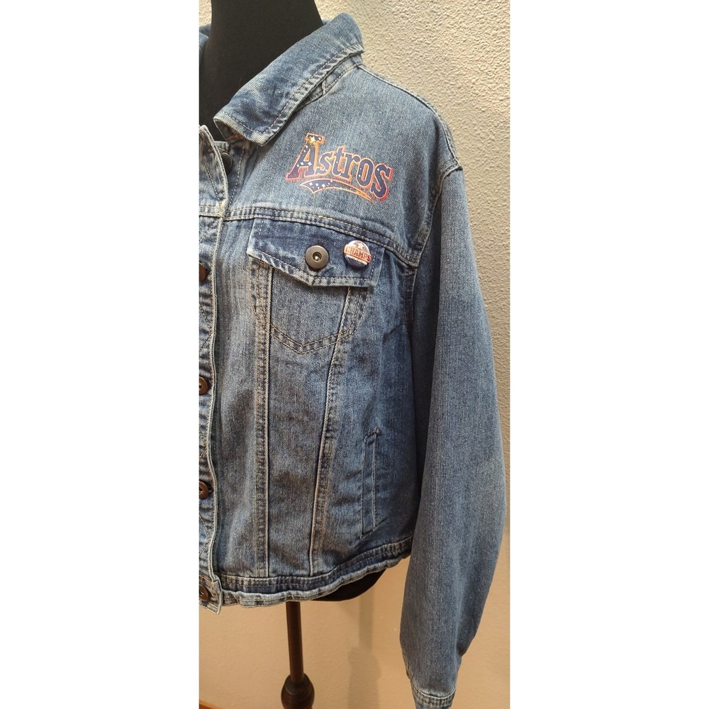 Houston Astros Adult Plus Size X Denim Baseball Jean Jacket MLB Jeremy Pena B17 - Picture 2 of 8